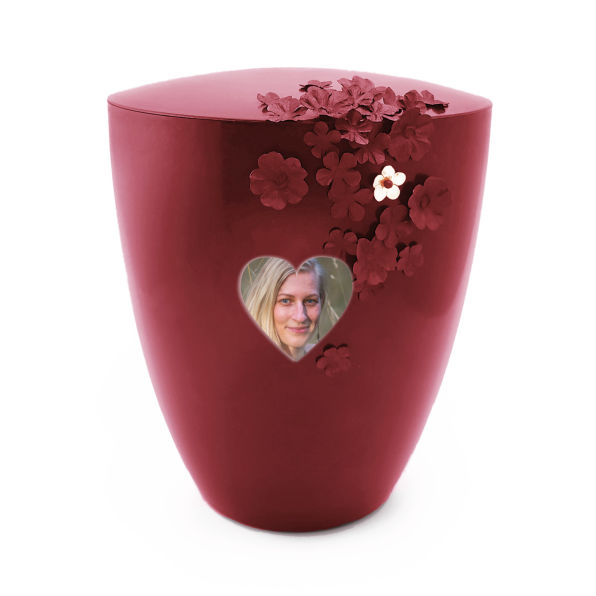 Urne Rote Blüte mit Foto - Design von Ines Drewianka Bella Memoriam