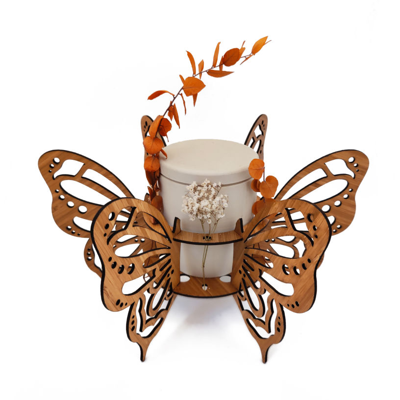 Holz-Dekoration Schmetterling der Serie Little Goodbye - Alternative zur Schmuckurne